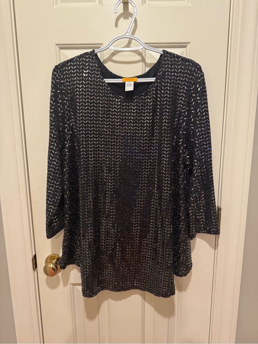Ruby Rd. Black Metallic Sparkle Tunic